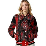 custom texas tech red raiders antlers motif red black varsity jacket best selling