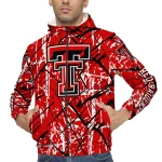 custom texas tech red raiders brushstroke pattern red windbreaker jacket best selling
