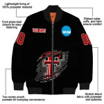 custom texas tech red raiders claw shred black bomber jacket best selling