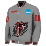 custom texas tech red raiders feral slash grey varsity jacket best selling
