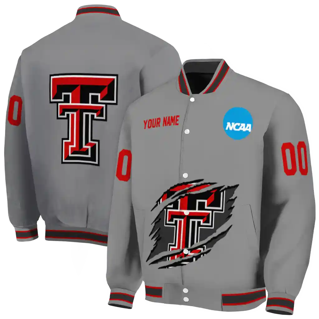 custom texas tech red raiders feral slash grey varsity jacket fashion forward custom texas tech red raiders feral slash grey varsity jacket fashion forward