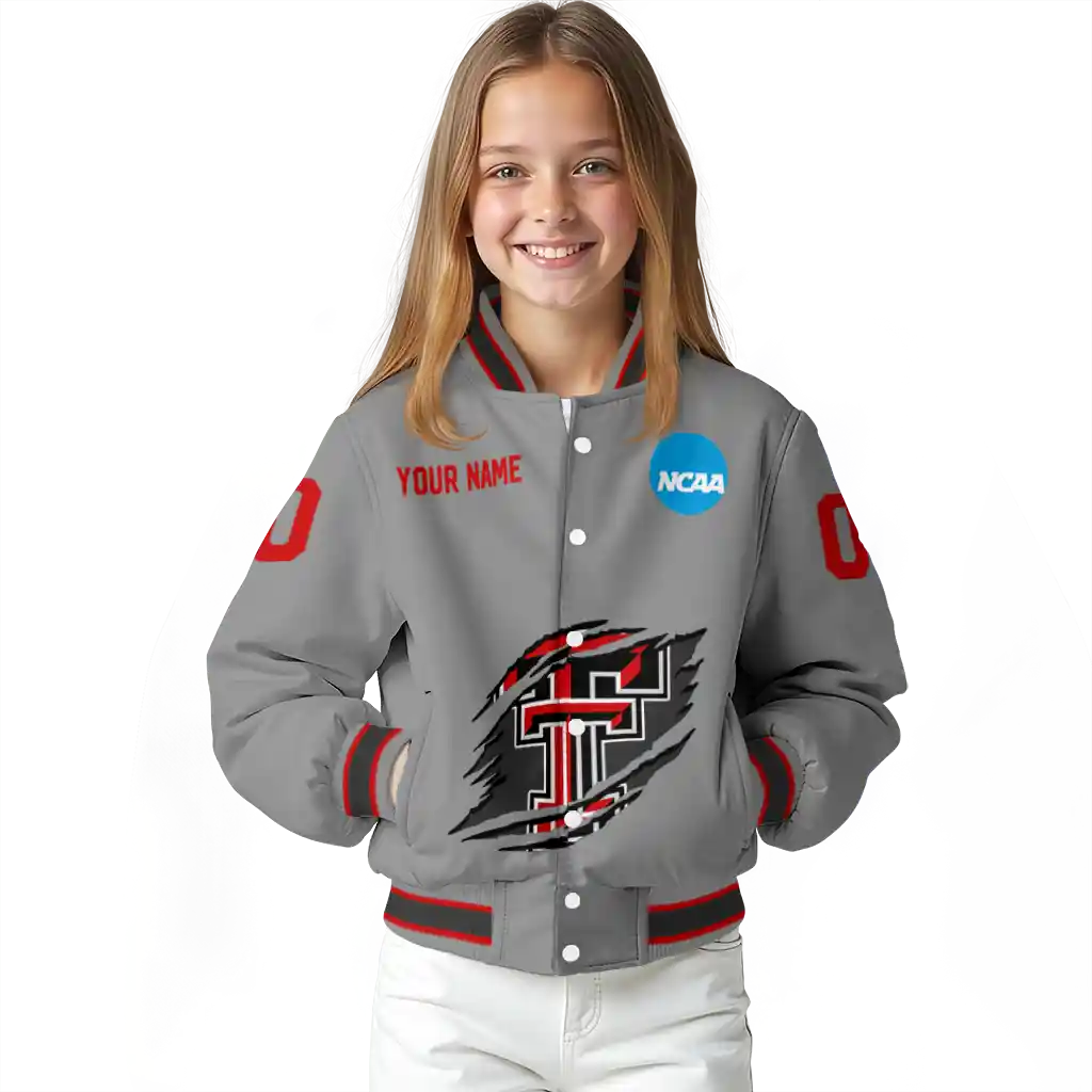 custom texas tech red raiders feral slash grey varsity jacket top rated custom texas tech red raiders feral slash grey varsity jacket top rated