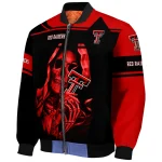 custom texas tech red raiders reaper hands red black bomber jacket best selling