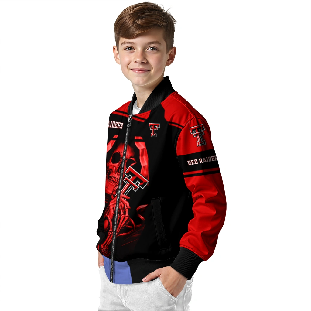 custom texas tech red raiders reaper hands red black bomber jacket trendy custom texas tech red raiders reaper hands red black bomber jacket trendy