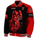 custom texas tech red raiders reaper hands red black varsity jacket best selling