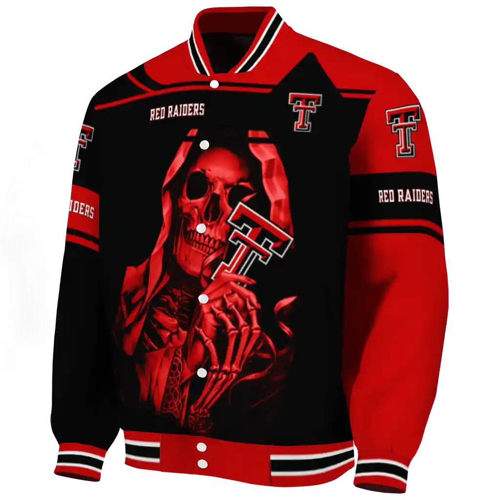 custom texas tech red raiders reaper hands red black varsity jacket best selling custom texas tech red raiders reaper hands red black varsity jacket best selling