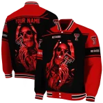 custom texas tech red raiders reaper hands red black varsity jacket best selling