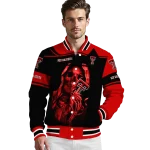 custom texas tech red raiders reaper hands red black varsity jacket best selling