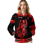custom texas tech red raiders reaper hands red black varsity jacket best selling