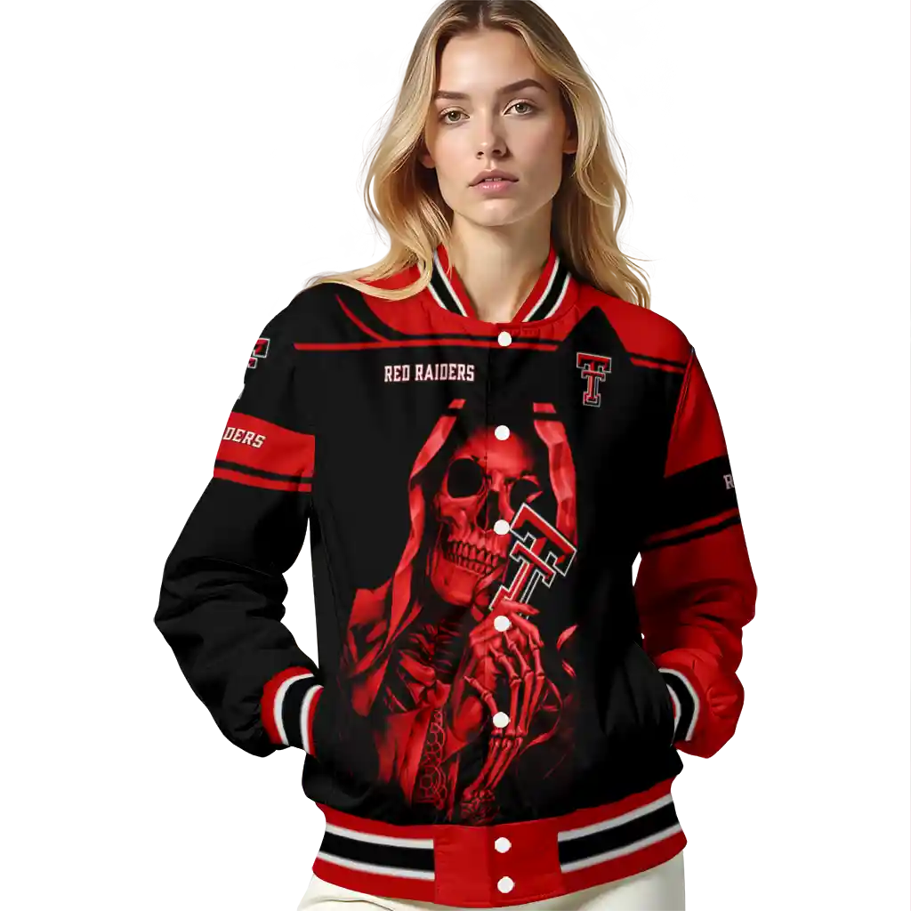 custom texas tech red raiders reaper hands red black varsity jacket latest model custom texas tech red raiders reaper hands red black varsity jacket latest model