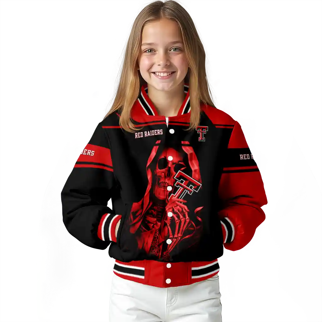 custom texas tech red raiders reaper hands red black varsity jacket top rated custom texas tech red raiders reaper hands red black varsity jacket top rated
