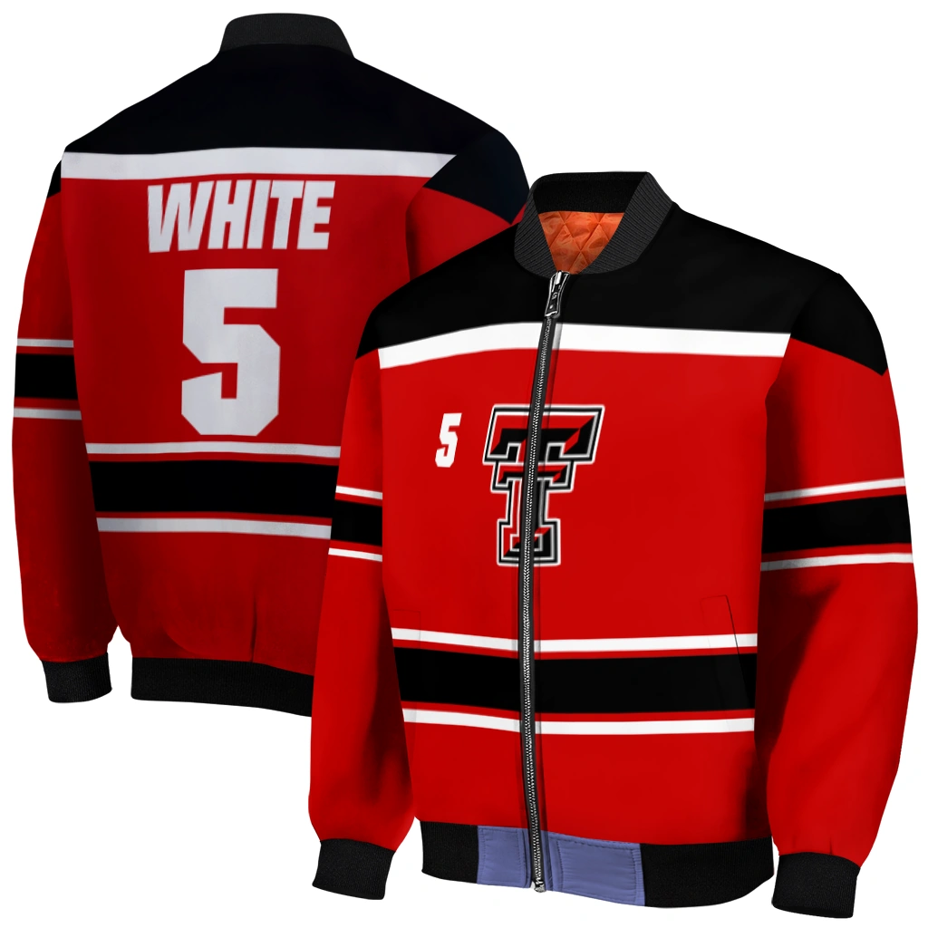 custom texas tech red raiders stripe statement red black bomber jacket best selling custom texas tech red raiders stripe statement red black bomber jacket best selling