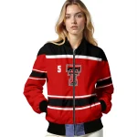 custom texas tech red raiders stripe statement red black bomber jacket best selling
