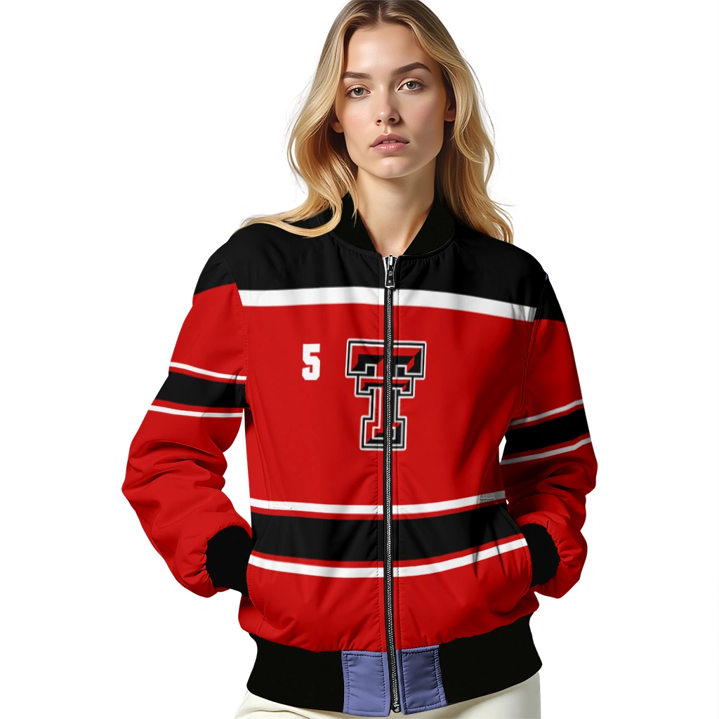 custom texas tech red raiders stripe statement red black bomber jacket latest model custom texas tech red raiders stripe statement red black bomber jacket latest model