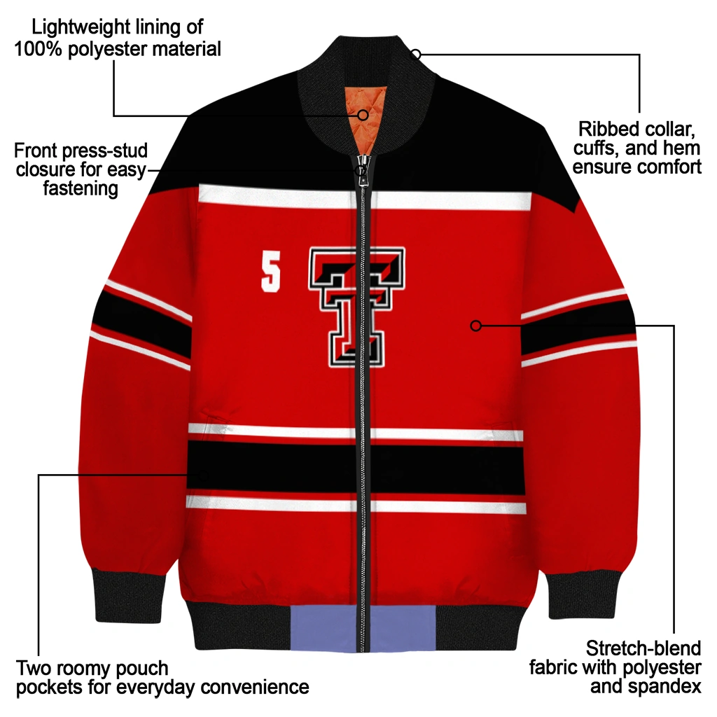 custom texas tech red raiders stripe statement red black bomber jacket new arrival custom texas tech red raiders stripe statement red black bomber jacket new arrival