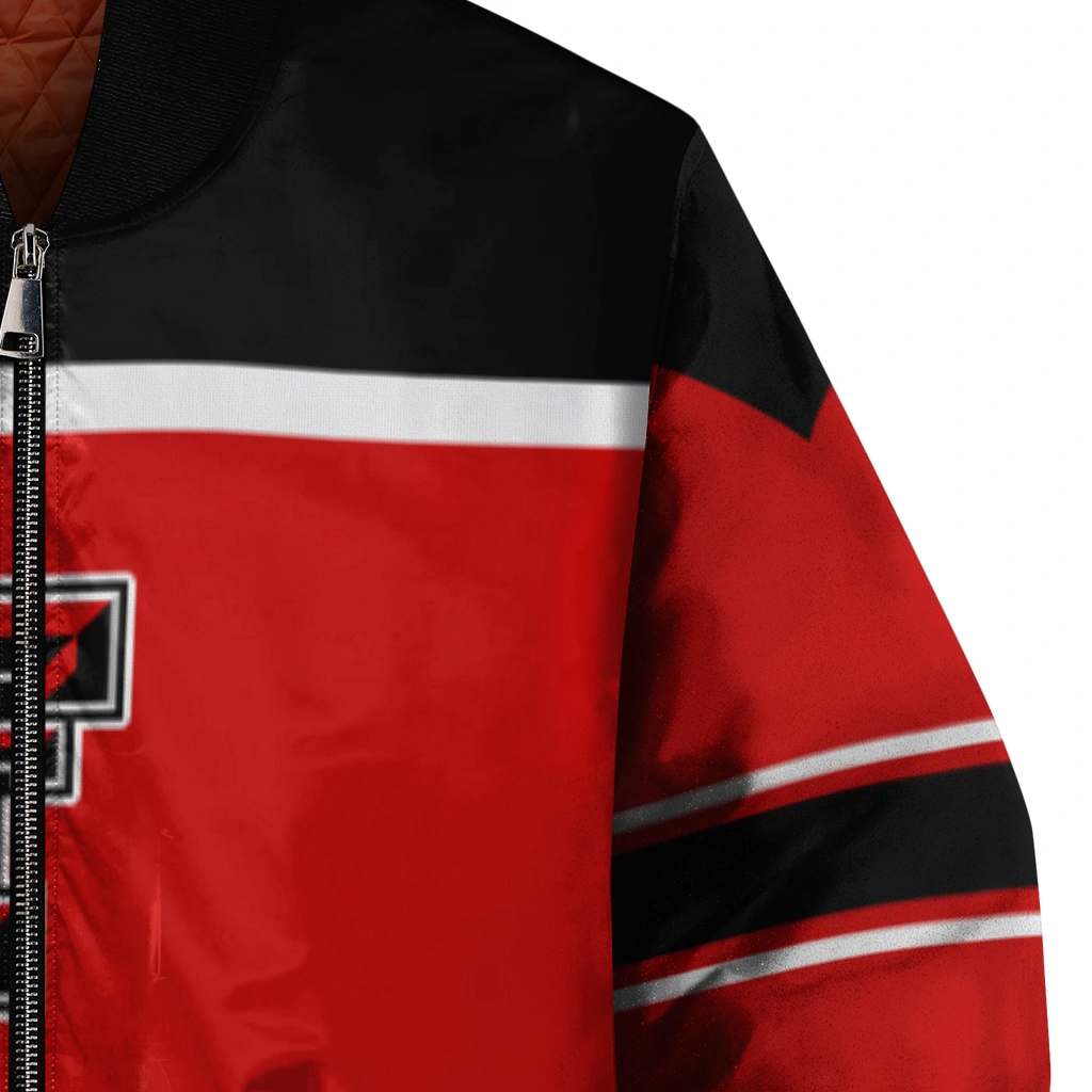 custom texas tech red raiders stripe statement red black bomber jacket premium grade custom texas tech red raiders stripe statement red black bomber jacket premium grade