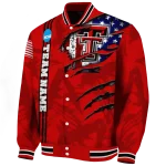 custom texas tech red raiders usa flag claws red varsity jacket best selling