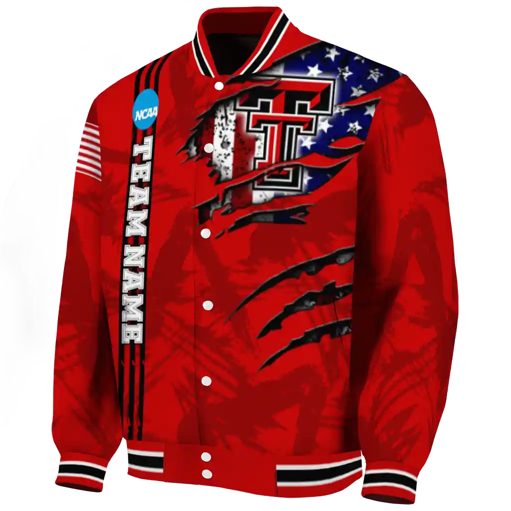 custom texas tech red raiders usa flag claws red varsity jacket best selling custom texas tech red raiders usa flag claws red varsity jacket best selling