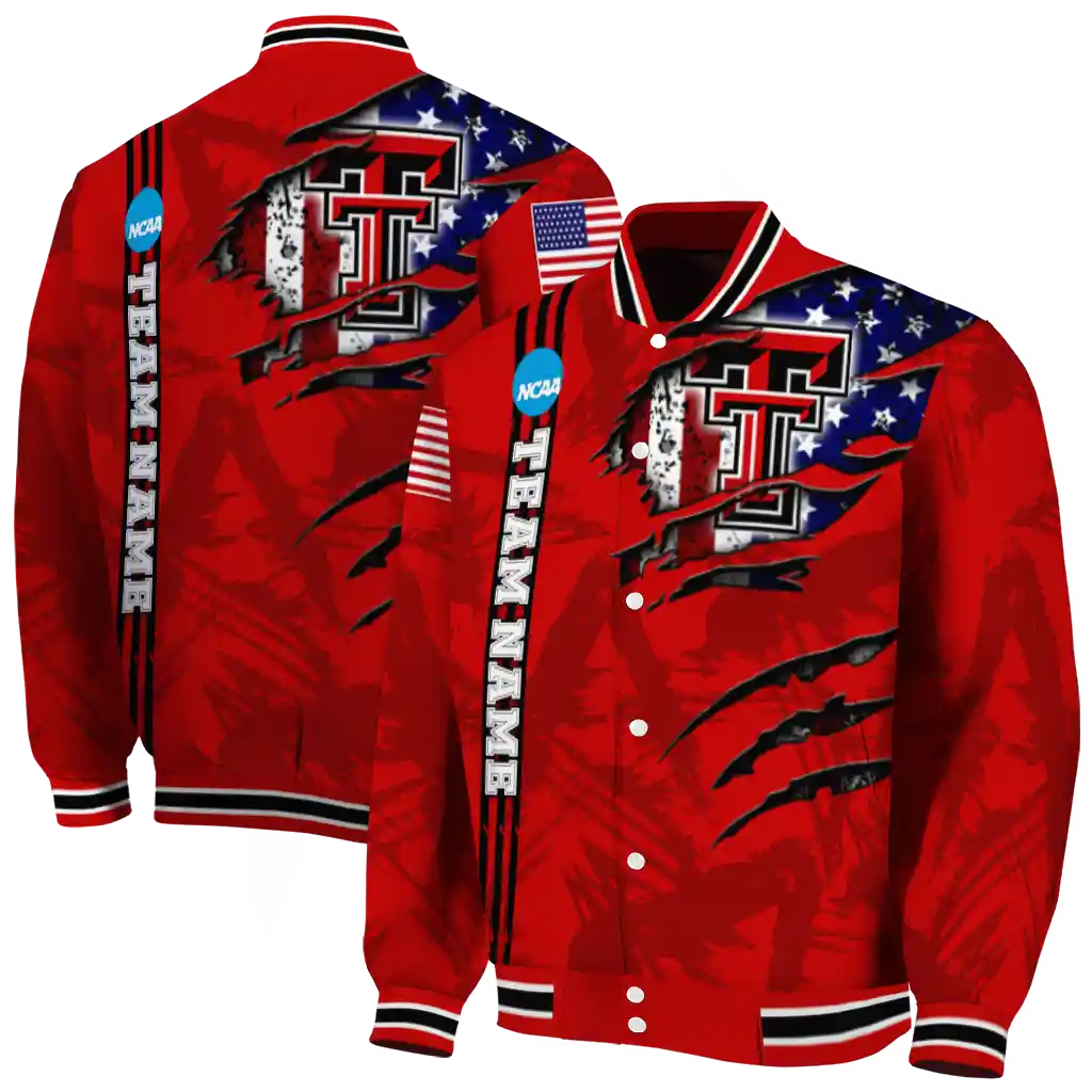 custom texas tech red raiders usa flag claws red varsity jacket fashion forward custom texas tech red raiders usa flag claws red varsity jacket fashion forward
