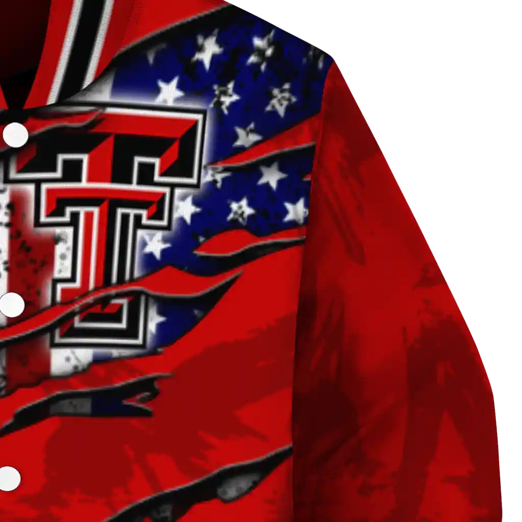 custom texas tech red raiders usa flag claws red varsity jacket premium grade custom texas tech red raiders usa flag claws red varsity jacket premium grade