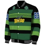 custom toledo rockets clover green lines green black varsity jacket best selling