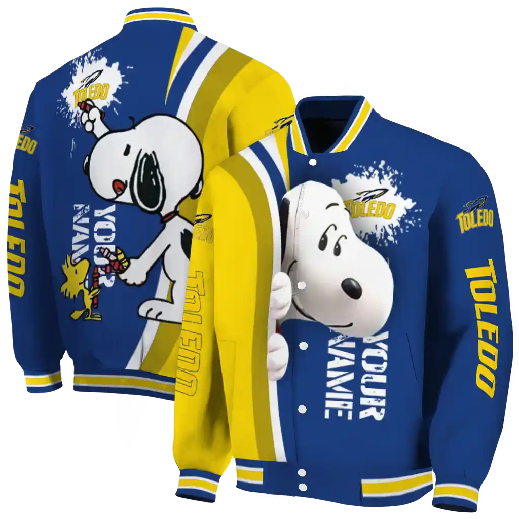 custom toledo rockets snoopy head blue varsity jacket fashion forward custom toledo rockets snoopy head blue varsity jacket fashion forward
