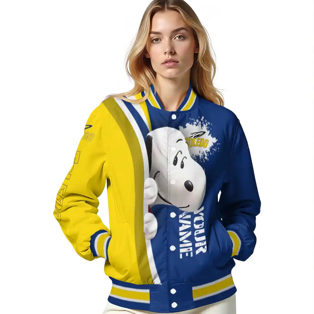 custom toledo rockets snoopy head blue varsity jacket latest model custom toledo rockets snoopy head blue varsity jacket latest model