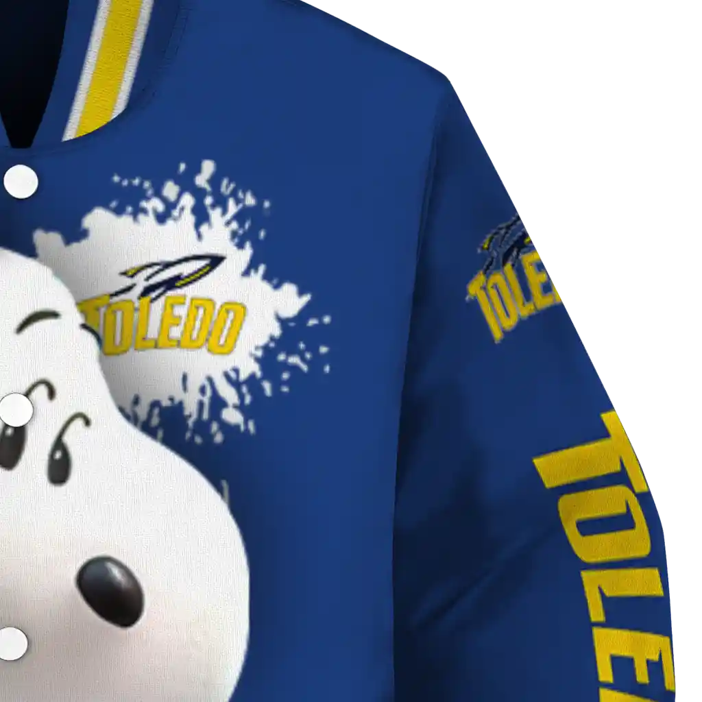 custom toledo rockets snoopy head blue varsity jacket premium grade custom toledo rockets snoopy head blue varsity jacket premium grade