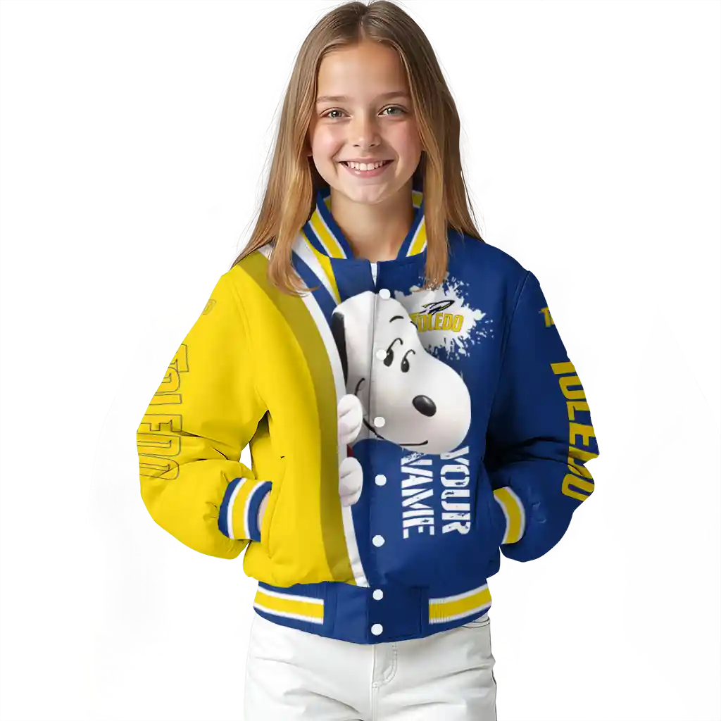 custom toledo rockets snoopy head blue varsity jacket top rated custom toledo rockets snoopy head blue varsity jacket top rated