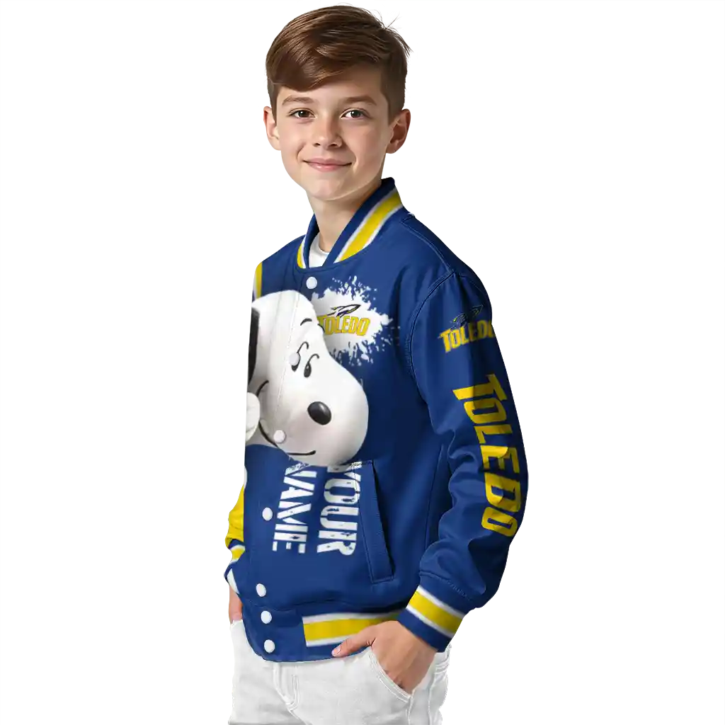 custom toledo rockets snoopy head blue varsity jacket trendy custom toledo rockets snoopy head blue varsity jacket trendy
