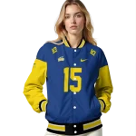 custom toledo rockets team patch blue varsity jacket best selling