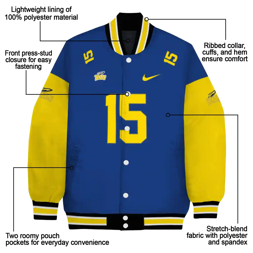 custom toledo rockets team patch blue varsity jacket new arrival custom toledo rockets team patch blue varsity jacket new arrival