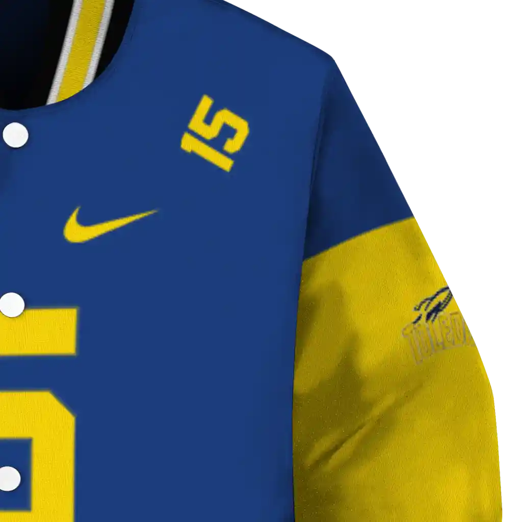custom toledo rockets team patch blue varsity jacket premium grade custom toledo rockets team patch blue varsity jacket premium grade
