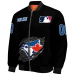 custom toronto blue jays claw fragment black bomber jacket best selling