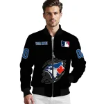 custom toronto blue jays claw fragment black bomber jacket best selling