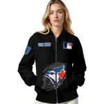 custom toronto blue jays claw fragment black bomber jacket best selling