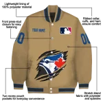 custom toronto blue jays claw swipe beige varsity jacket best selling