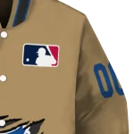 custom toronto blue jays claw swipe beige varsity jacket best selling
