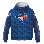 custom toronto blue jays lightning strike grid blue windbreaker jacket best selling