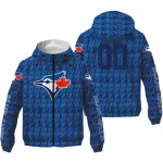 custom toronto blue jays lightning strike grid blue windbreaker jacket best selling