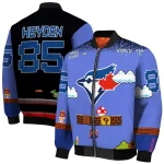 custom toronto blue jays mario blocks blue black bomber jacket best selling