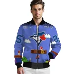 custom toronto blue jays mario blocks blue black bomber jacket best selling