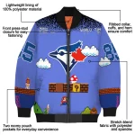 custom toronto blue jays mario blocks blue black bomber jacket best selling