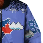 custom toronto blue jays mario blocks blue black bomber jacket best selling