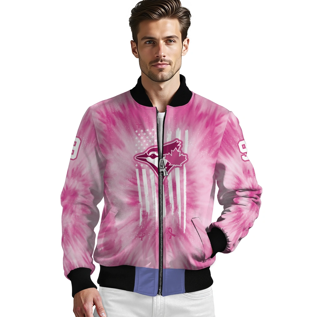 custom toronto blue jays pink tie dye pink bomber jacket high quality custom toronto blue jays pink tie dye pink bomber jacket high quality