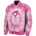 custom toronto blue jays pink tie dye pink varsity jacket best selling
