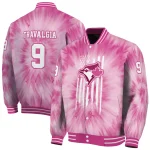 custom toronto blue jays pink tie dye pink varsity jacket best selling
