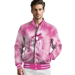custom toronto blue jays pink tie dye pink varsity jacket best selling