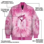 custom toronto blue jays pink tie dye pink varsity jacket best selling