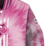 custom toronto blue jays pink tie dye pink varsity jacket best selling